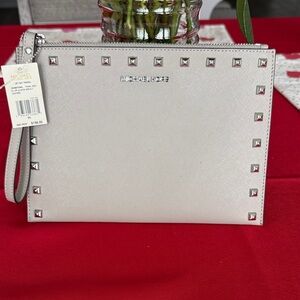 Michael Kors Silver Studded Wristlet